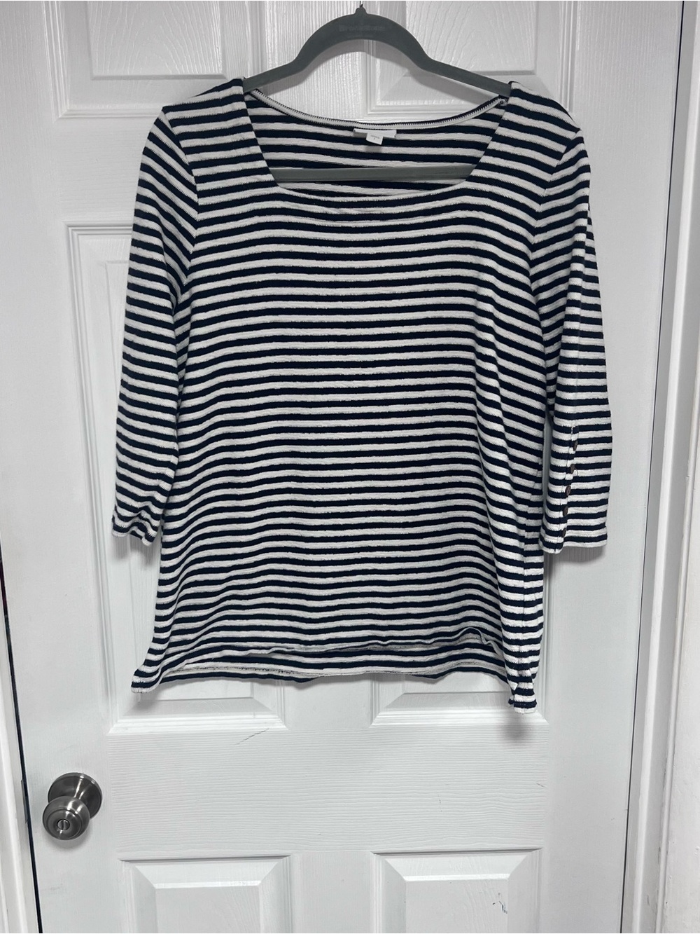 J. JillWomen's Striped Scoop Neck Long Sleeve Tee - Black & White Size L